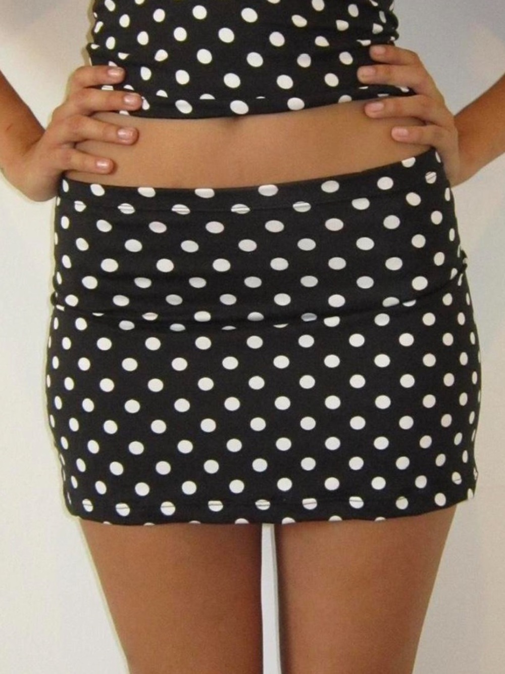 Polka Dot Black Mini Skirt - Classic Women's Skirt